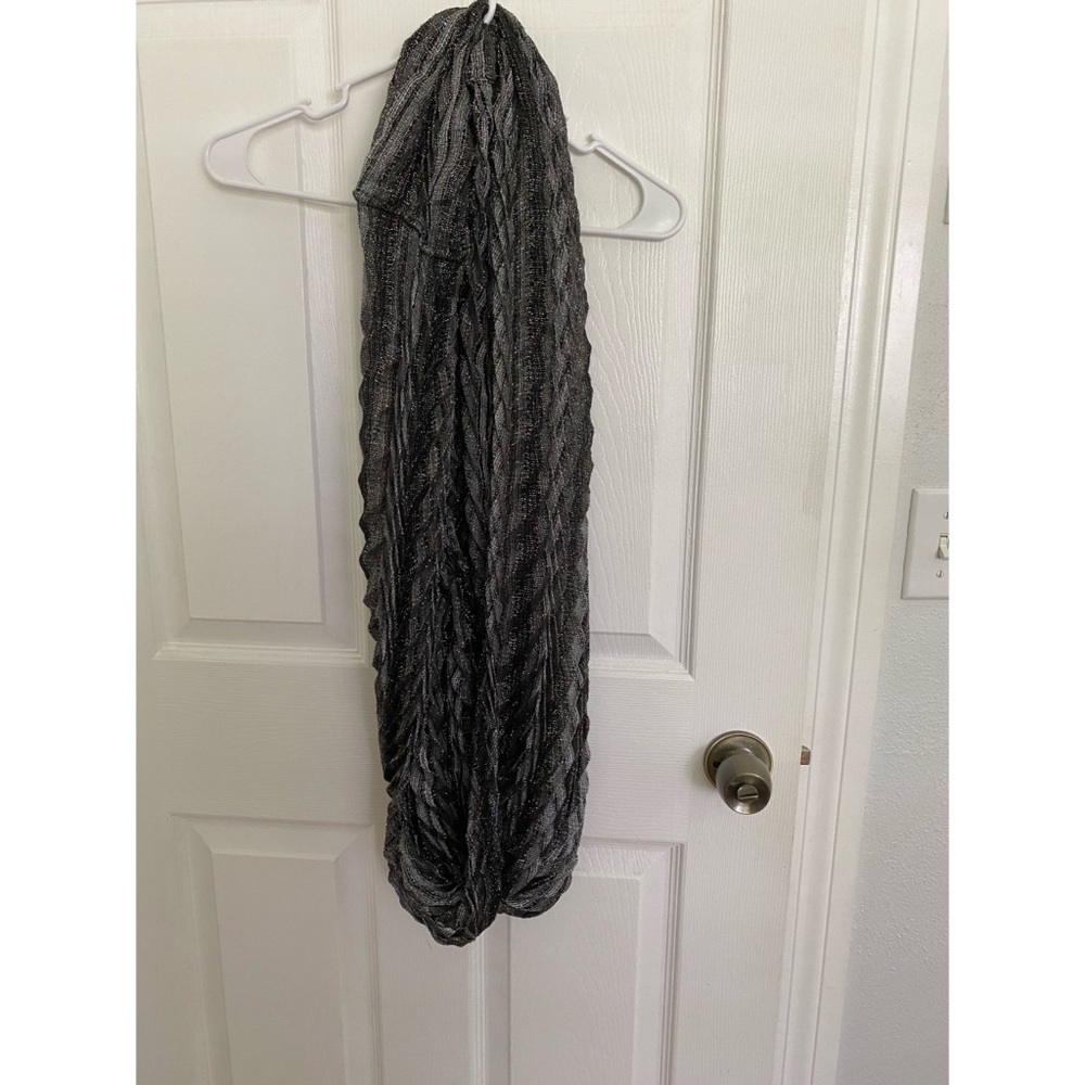 Gray and black sparkle infinity scarf